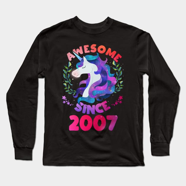 Cute Awesome Unicorn Since 2007 Funny Gift Long Sleeve T-Shirt by saugiohoc994